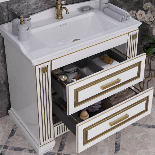 Мебель для ванной Opadiris Оникс 100 золото фото 3