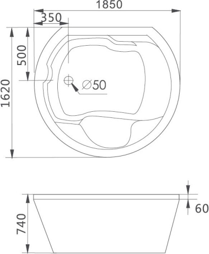 Акриловая ванна Gemy G9053 K 185x160 фото 3
