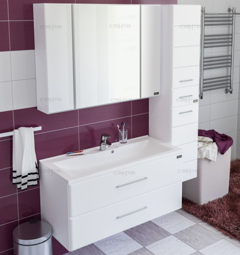 Мебель для ванной СанТа Омега 100 подвесная белая фото 5