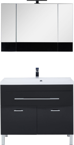 Мебель для ванной Aquanet Верона 100 черная, 1 ящик, 2 двери фото 4