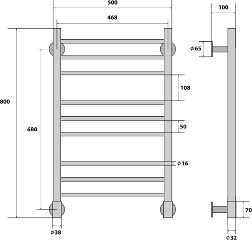 Полотенцесушитель электрический Energy G ERGO 80x50 фото 4