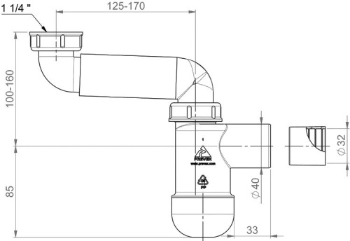 Сифон для раковины Prevex Preloc PRM-N4NNA-001 фото 2