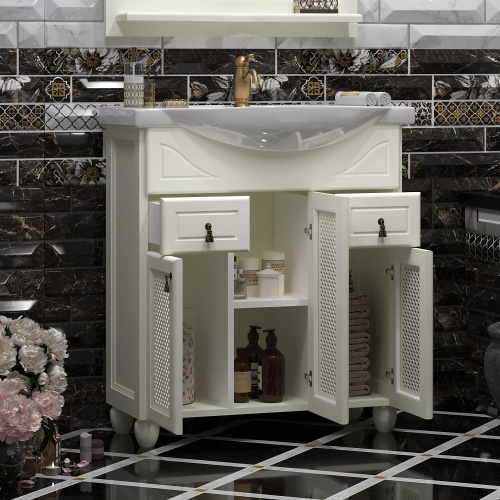Мебель для ванной Opadiris Тибет 75 с декоративной решеткой, слоновая кость фото 3