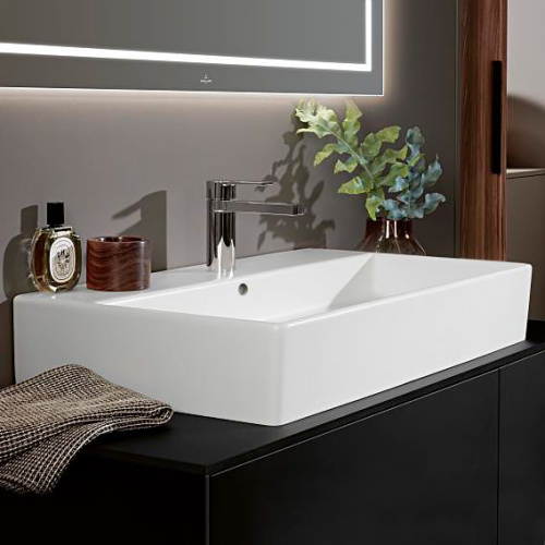 110 400 руб. Раковина Villeroy & Boch Memento 4A228GRW stone white, ceramicplus, с переливом фото 3 Раковина Villeroy & Boch Memento 4A228GRW stone white, ceramicplus, с переливом фото 3