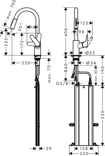 Смеситель Hansgrohe Focus M41 73880800 для кухонной мойки, сталь фото 4