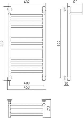 Полотенцесушитель водяной Сунержа Богема 80x40, с полкой, прямая фото 3