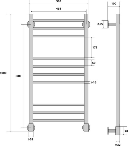 Полотенцесушитель электрический Energy G ERGO 100x50 фото 6