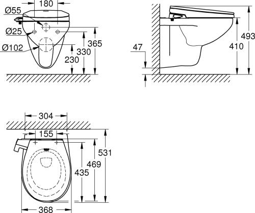 Унитаз подвесной Grohe Bau Ceramic 39651SH0 безободковый фото 5