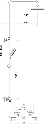 Душевая стойка Ravak TE 091.00/150 фото 3