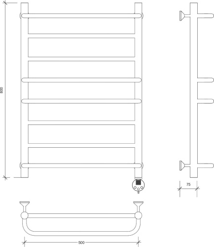 52 120 руб. Полотенцесушитель электрический Secado Модена 2 80х50, черный матовый, R фото 4 Полотенцесушитель электрический Secado Модена 2 80х50, черный матовый, R фото 4