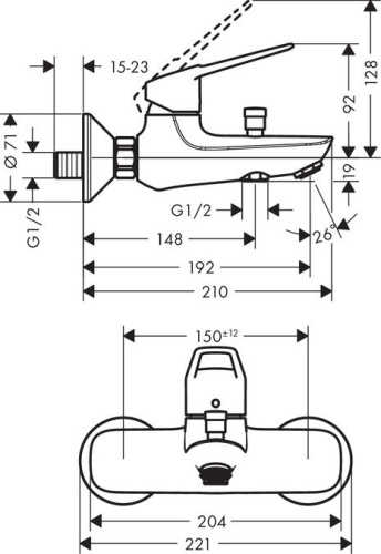 Душевой комплект Hansgrohe Novus Loop 71340000 + 71081000 + душевой гарнитур фото 5