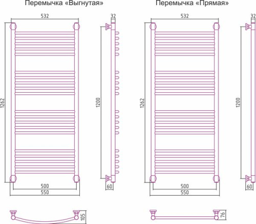 Полотенцесушитель водяной Сунержа Богема+ 120x50 фото 3