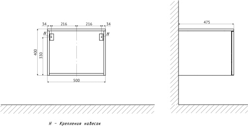 Мебель для ванной с раковиной Duravit Cape Cod 50: столешница 100, дуб карпентер, без отверстий + 2 тумбы 50 фото 17