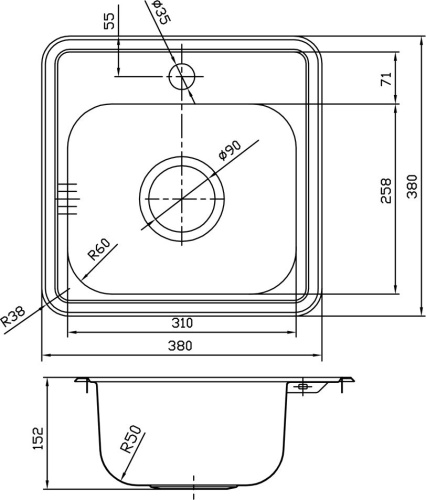 Мойка кухонная IDDIS Strit STR38P0i77 фото 2