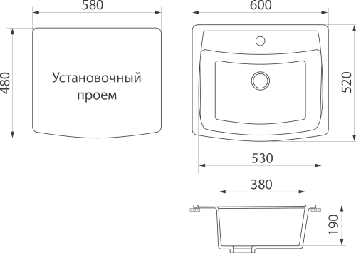 Мойка кухонная DIWO Муром GWS-03 черная фото 2