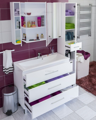 Мебель для ванной СанТа Омега 100 напольная белая без доводчиков фото 3