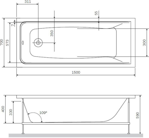 Акриловая ванна AM.PM Gem 150x70 фото 10