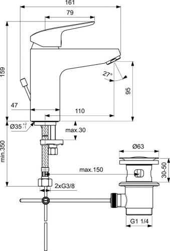 Смеситель Ideal Standard Ceraflex B1713AA для раковины фото 4