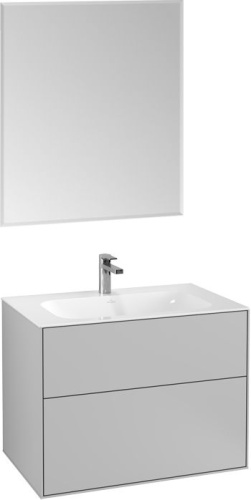 Мебель для ванной Villeroy & Boch Finion 80 light grey matt lacquer, с настенным освещением фото 4