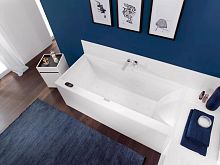 Акриловая ванна Villeroy & Boch Squaro Edge 12 UBQ180SQE2DV-RW 180x80, с ножками, слив-перелив, stone white