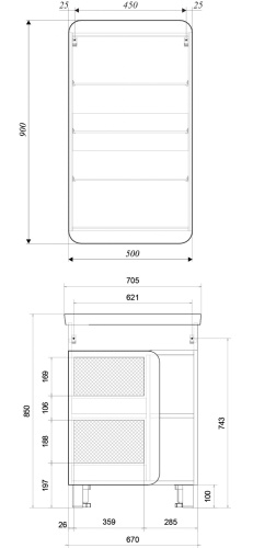 Мебель для ванной 1MarKa Nuvo 70Н напольная, белый глянец фото 6
