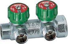 Коллектор FAR 1" х 1/2" 2 выхода, регулирующий, плоское уплотнение