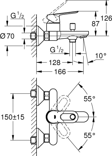 Смеситель Grohe BauLoop 23603000 для ванны с душем фото 2