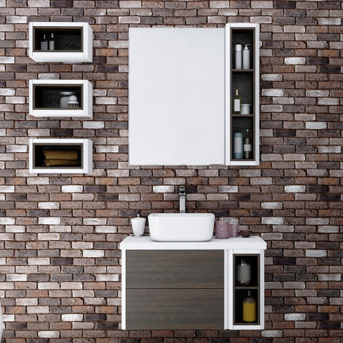 Мебель для ванной AQUATON Брук 80 (60+20) с полкой под столешницей, дуб феррара фото 4