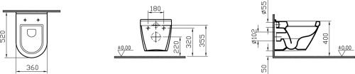 Унитаз подвесной VitrA S50 5318B003 52 см с бидеткой фото 3