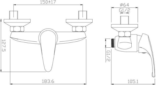 5 610 руб. Смеситель Aquanet Practic AF100-30С для душа фото 2 Смеситель Aquanet Practic AF100-30С для душа фото 2