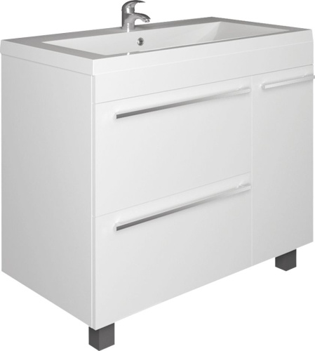 Мебель для ванной 1MarKa Соната 90Н с 1 дверкой и 2 ящиками, белый глянец фото 2