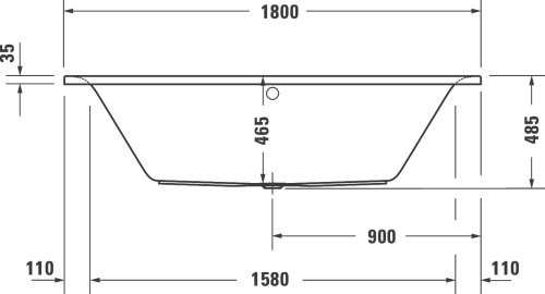 Акриловая ванна Duravit D-Neo 180х80, перелив по центру фото 5