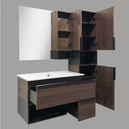 Мебель для ванной Comforty Франкфурт 90, дуб шоколадно-коричневый, белая раковина фото 5