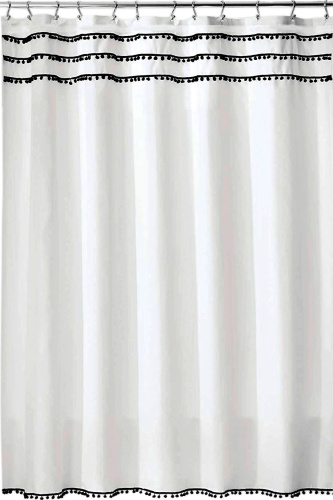 Штора для ванной Carnation Home Fashions Pompon PON180W 180х240 см, белая фото 8
