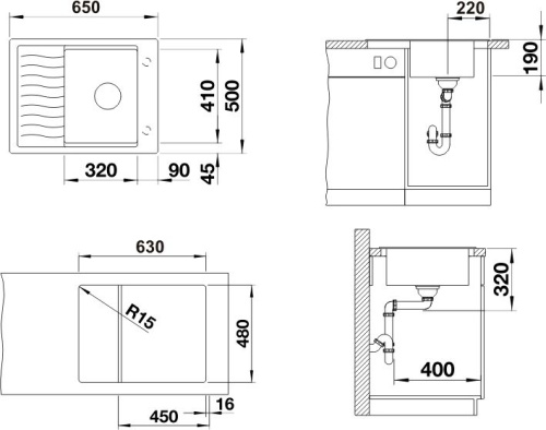 Мойка кухонная Blanco Elon 45S 525879 черная фото 4