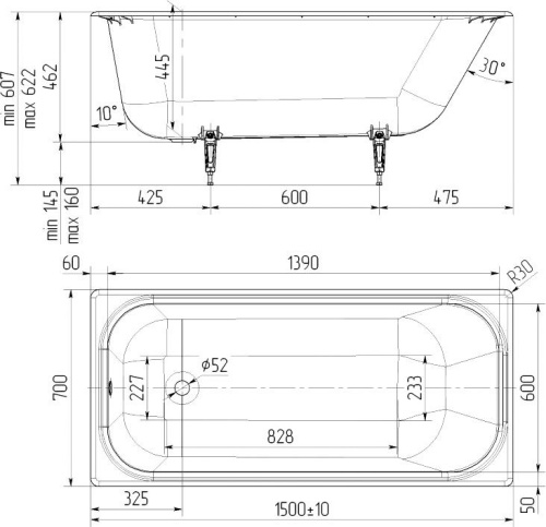 Чугунная ванна Maroni Aura 150x70 фото 3 Чугунная ванна Maroni Aura 150x70 фото 3