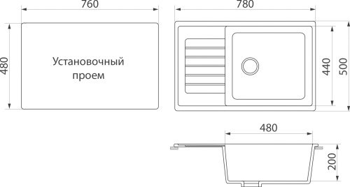 Мойка кухонная DIWO Вологда GWS-78L бежевая фото 2