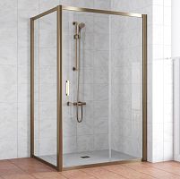 Душевой уголок Vegas Glass ZP+ZPV 140*90 05 01 профиль бронза, стекло прозрачное