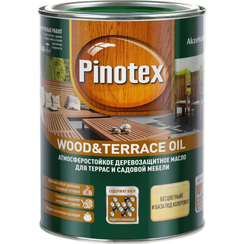 Масло для защиты древесины атмосферостойкое Pinotex Wood&Terrace Oil бесцветное 1 л.