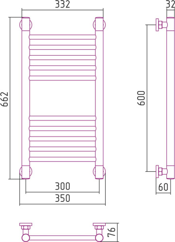 Полотенцесушитель водяной Сунержа Богема+ 60x30, прямая фото 5