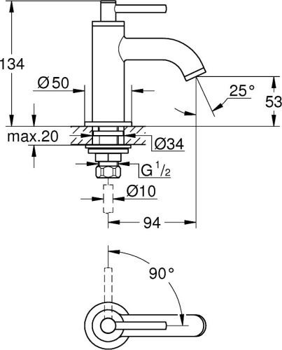 Кран Grohe Atrio New 20021GL3 для раковины, холодный рассвет фото 2