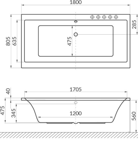 Акриловая ванна Excellent Pryzmat WAEX.PRY18.SMART 180x80 фото 4