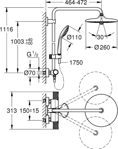 71 570 руб. Душевая стойка Grohe Euphoria System 260 27615002 фото 3 Душевая стойка Grohe Euphoria System 260 27615002 фото 3