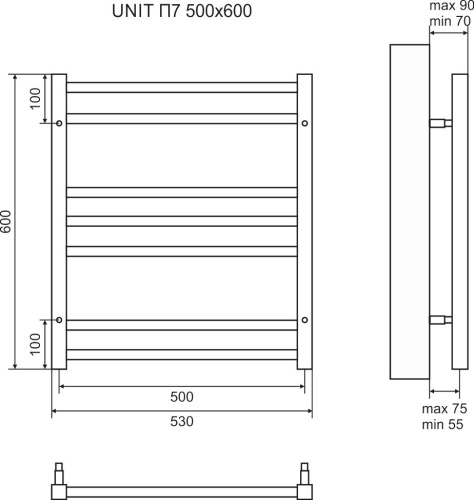 Полотенцесушитель водяной Lemark Unit П10 50x80, черный фото 3