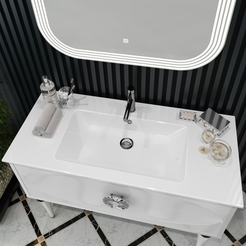 Мебель для ванной Opadiris Ибица 120 белая, фурнитура хром фото 5