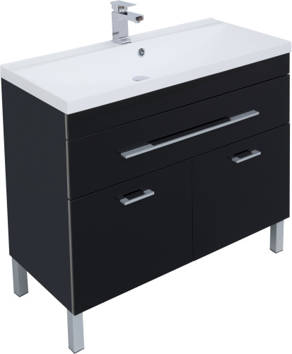 Мебель для ванной Aquanet Верона 100 черная, 1 ящик, 2 двери фото 9