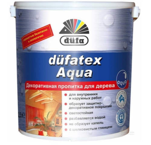 Пропитка декоративная для защиты древесины Dufa Dufatex-Aqua шелковисто-глянцевая тик 0,75 л.