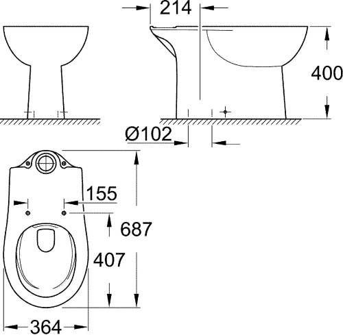 Комплект Чаша для унитаза-компакта Grohe Bau Ceramic 39429000 + Крышка-сиденье Grohe Bau Ceramic 39493000 с микролифтом + Бачок для унитаза Grohe Bau фото 7