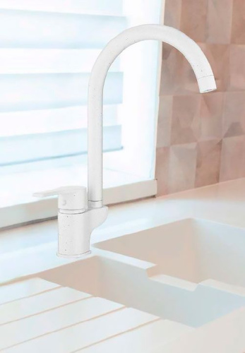 Смеситель GPD Atros MTE65-BG для кухонной мойки, белый фото 14