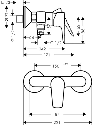 Смеситель Hansgrohe Talis E 71760990 для душа фото 2